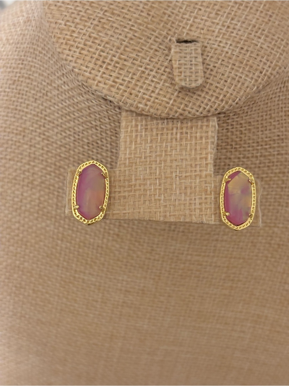 Kendra Scott Pink Opalette Gold Frame Stud Earrings
